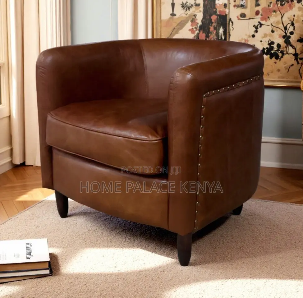 Accent Chair: Leather Leisure Lounge Chair With High-Density Foam