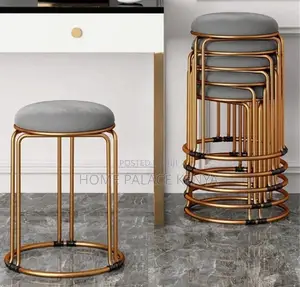 Vanity Stool: Gold Velvet Stool With Steel Reinforced Metal Legs