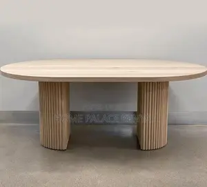 Dining Table: Oval Solid Wood Dining Table With Roman Pillar Base