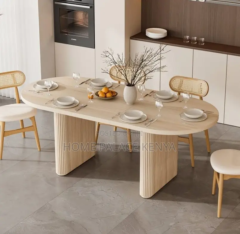 Dining Table: Oval Solid Wood Dining Table With Roman Pillar Base