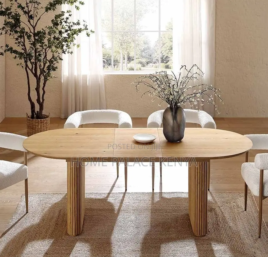 Dining Table: Oval Solid Wood Dining Table With Roman Pillar Base