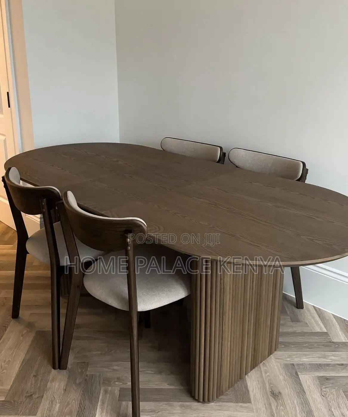 Dining Table: Oval Solid Wood Dining Table With Roman Pillar Base