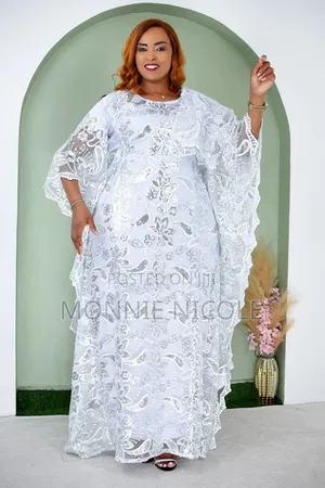 Elegant White-laced Kaftan Dress