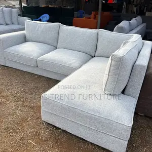 6 Seater L Shaped Light Grey Sofa