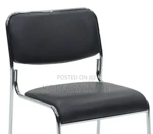 Office Chairs; Stackable Visitors Leather Chrome Chairs