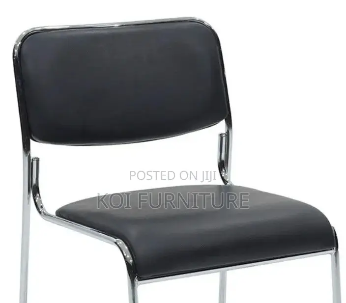 Office Chairs; Stackable Visitors Leather Chrome Chairs