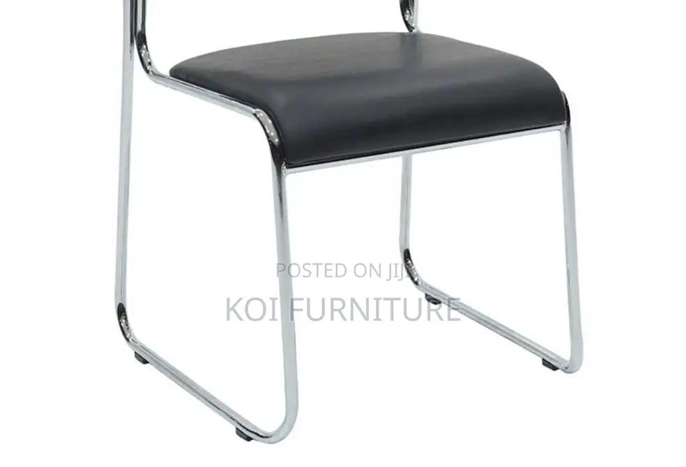 Office Chairs; Stackable Visitors Leather Chrome Chairs