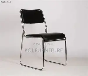 Office Chairs; Stackable Visitors Leather Chrome Chairs