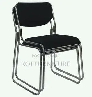 Office Chairs; Stackable Visitors Leather Chrome Chairs