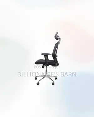 Heavy Duty Black Mesh Office Chair Ergonomic Headrest With Chrome Base