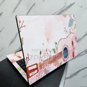 Pastel Floral and Acoustic Guitar Design Laptop Skin