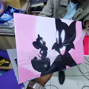 Pink and White Tom Jerry Silhouette Vinyl Laptop Skin