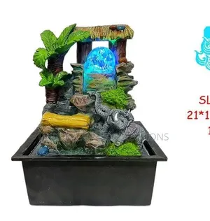 *Elephant Mother and Child Rockery Resin Tabletop Fountain