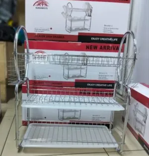 3 Layer/Tier Stainless Steel Dish Rack With Drainer