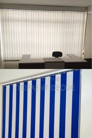Blue and White , Beige Vertical Office Window Blinds