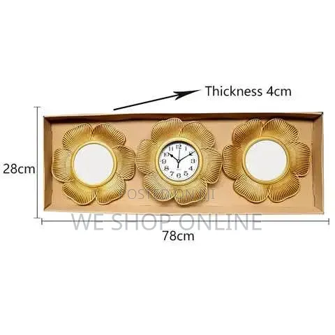 Wall Clock With 2 PCS Mirror