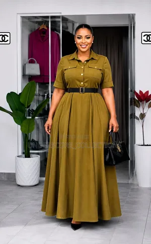 Boss Lady,Half Frontal Button Maxi Dresses