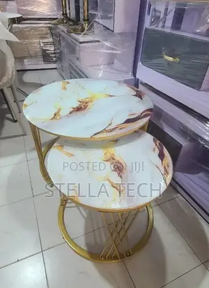 Marble Nesting Coffee Table (Glass Effect) White