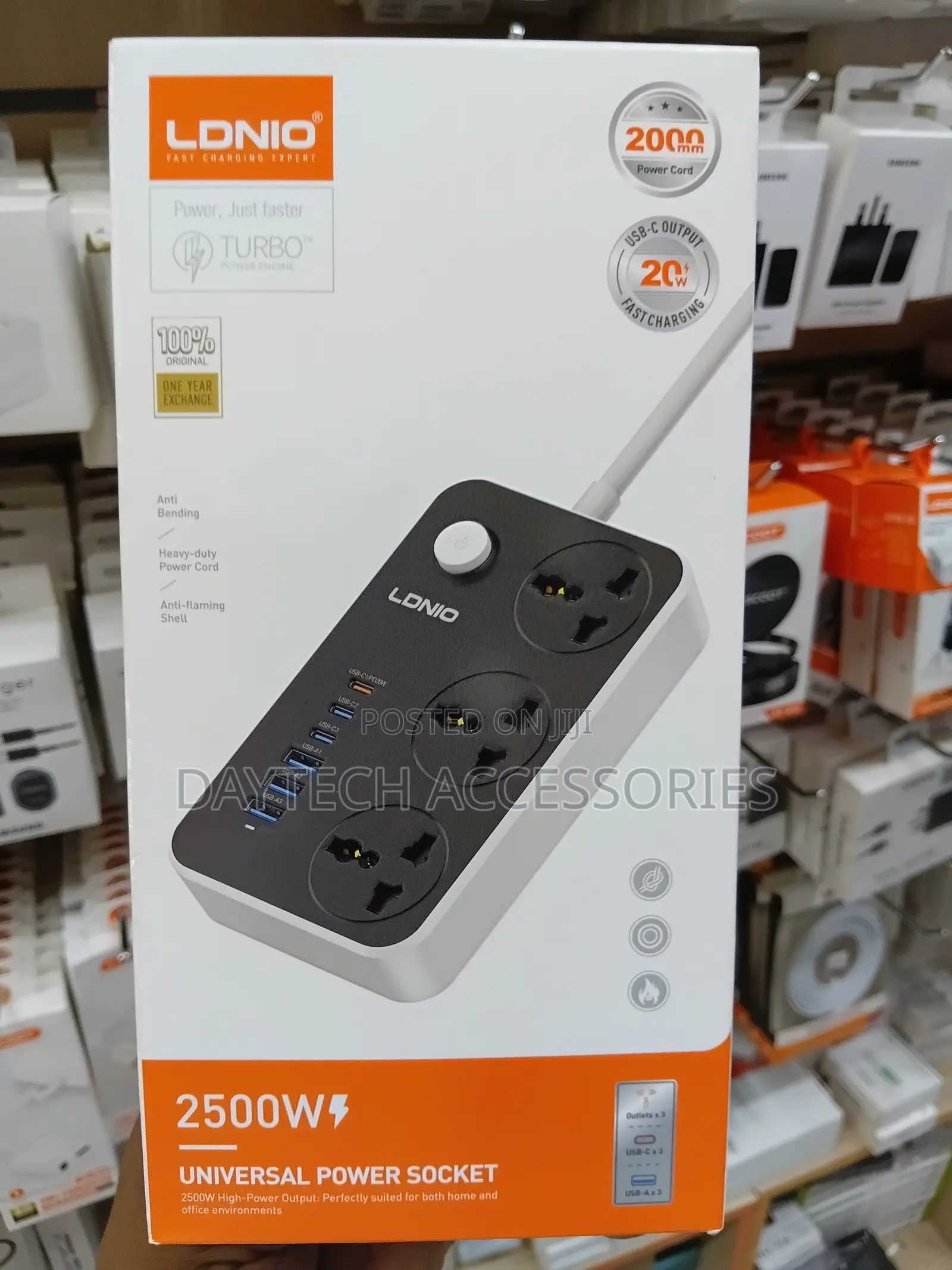 Ldnio Sc3604c Power Extension 3 Sockets + 3 Usb‐A 3 Usb‐C 2500w.
