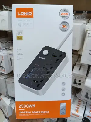Ldnio Sc3604c Power Extension 3 Sockets + 3 Usb‐A 3 Usb‐C 2500w.