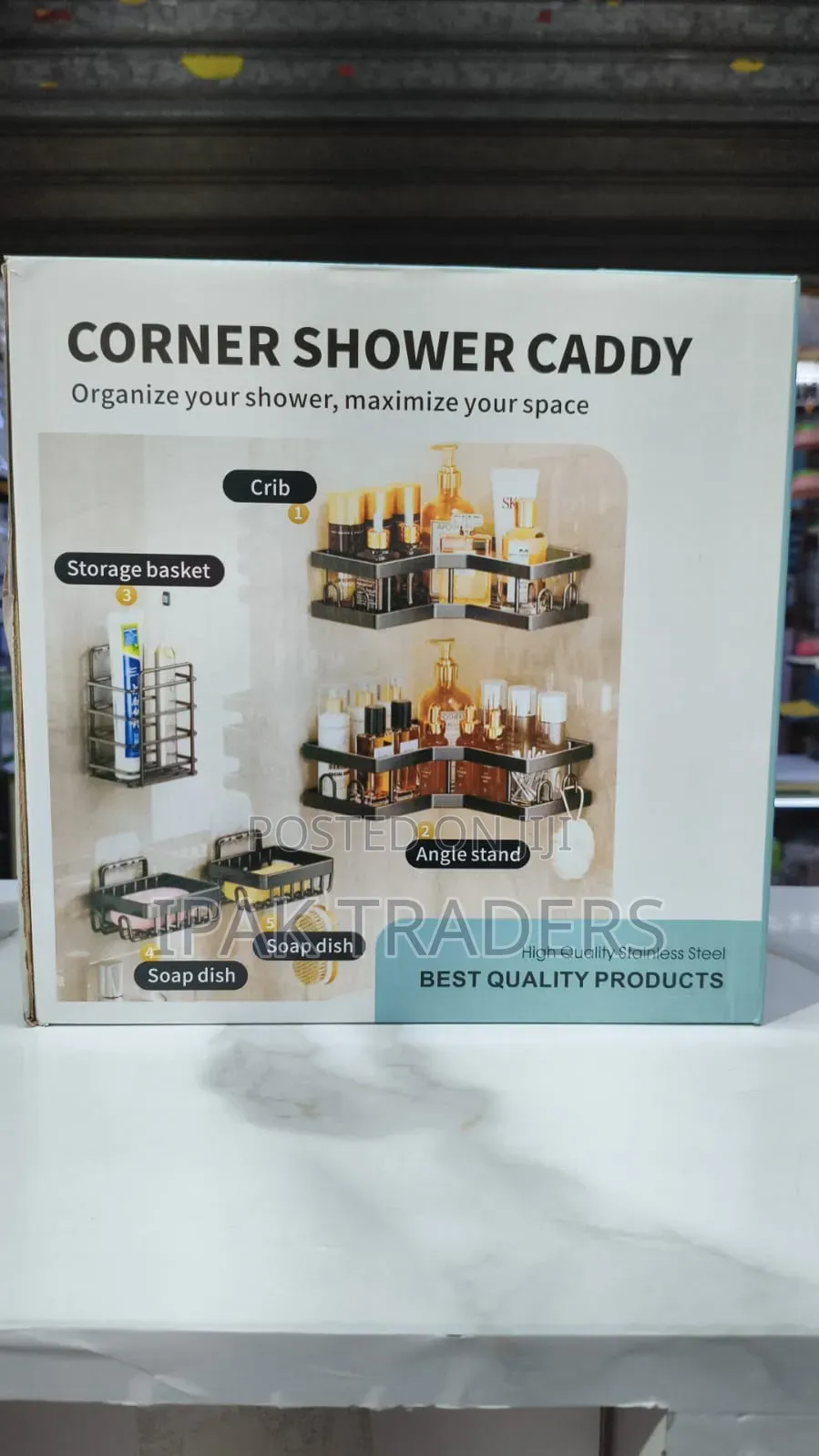 *Multipurpose 5pcs Set Triangular Shower Caddy Shelf/ Wall Organizer