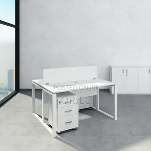Office Workstation : Modern 2-way White Office Workstation.