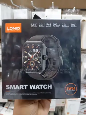 This Is a Ldnio Sw04 Smart Watch Featuring a Rectangular Black Case