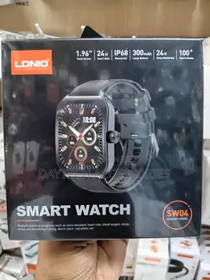 This Is a Ldnio Sw04 Smart Watch Featuring a Rectangular Black Case
