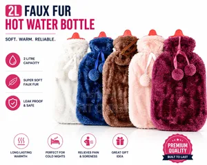 2l Faux Fur Hot Water Bottle Warm Plush Pain Relief Bag