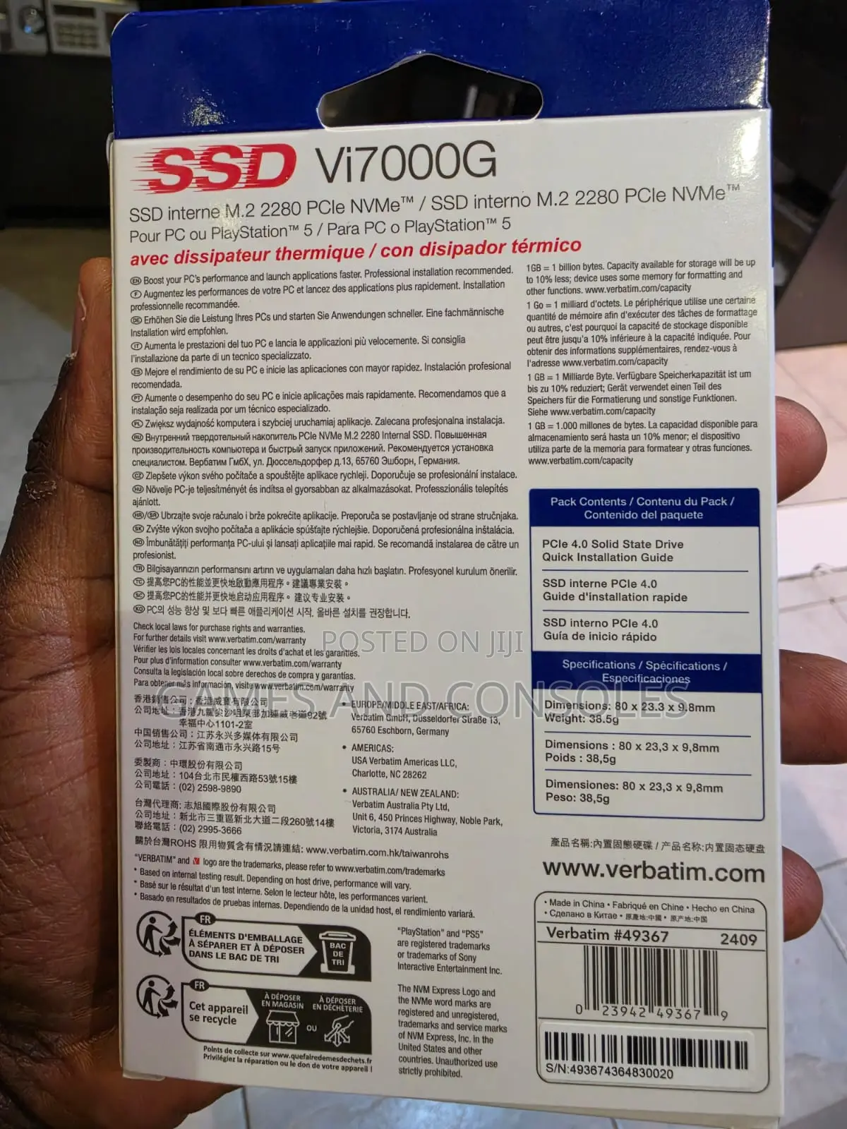 Verbatim 1tb SSD for Ps5 Pc