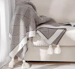 Diamond Knit Throw Blankets With Pendant Tassels