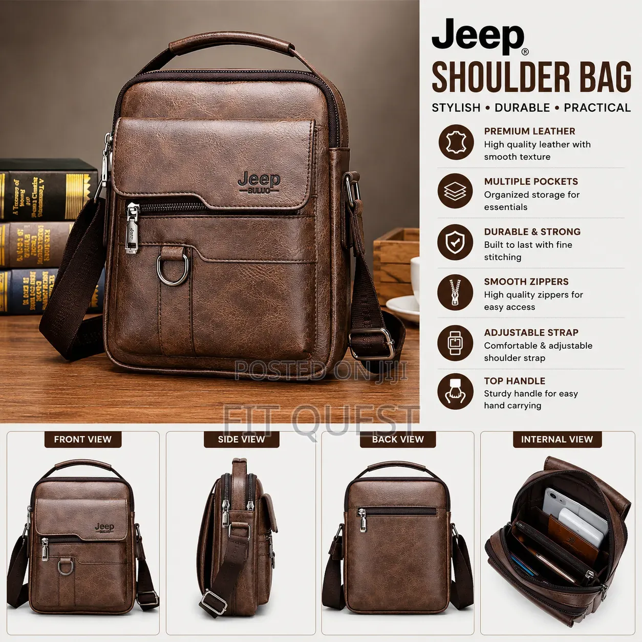 Jeep Leather Shoulder Bag