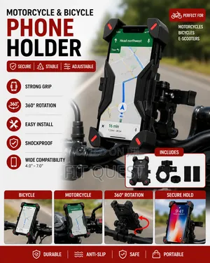 360 Rotating Motorcycle Bicycle Phone Holder Universal Mount