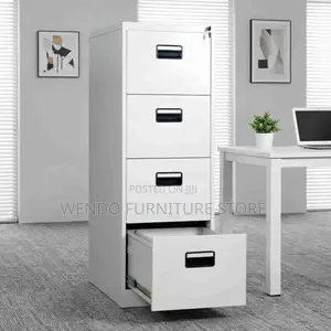 Office Cabinet White Four-Drawer Metallic Filing Cabinet
