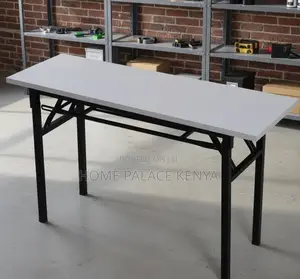 Foldable Table; Double-Fold Adjustable Wooden Table With Metal Legs