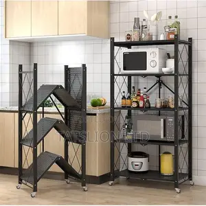 5 Tier Big Size Foldable Kitchen Rack With Wheels