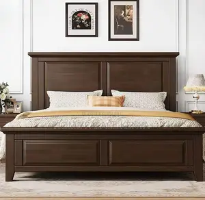 Wooden Bed: Solid Teak Wood Bed Frame With Panel Style and Storage