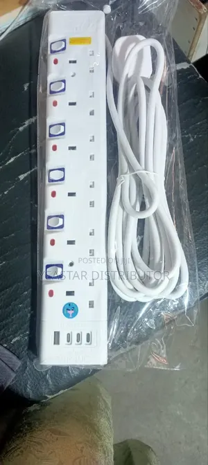 6 Way Power Extension With Usb Ports