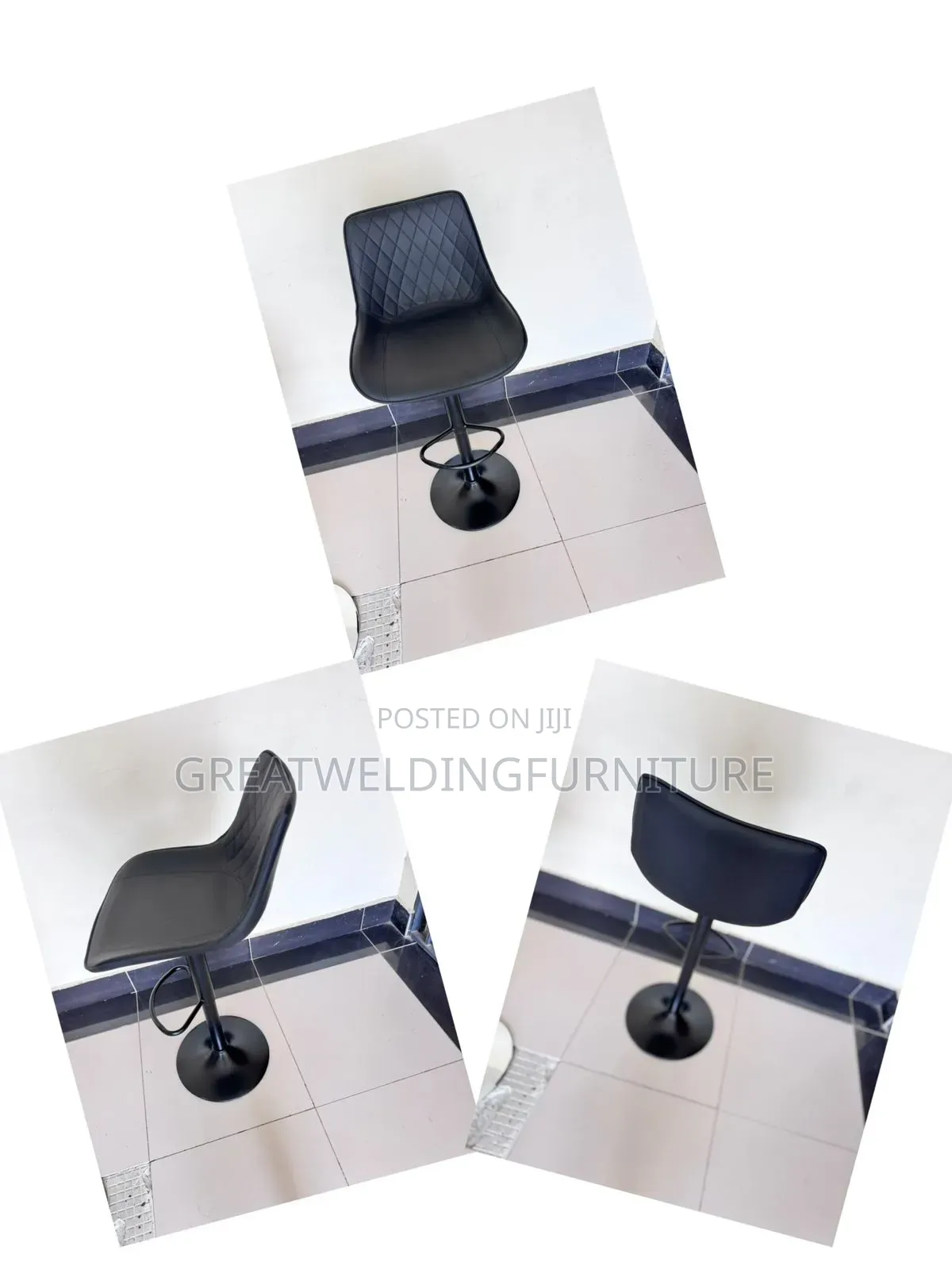 Black Leather Kitchen Bar Stool