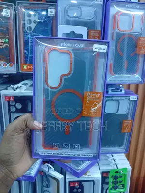 Transparent Samsung Galaxy S25 Ultra Case Featuring a Bright Orange