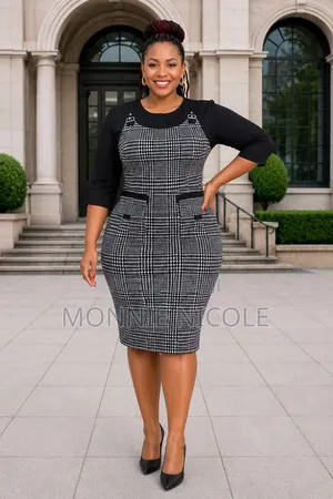 Formal Ladies Checked Dress