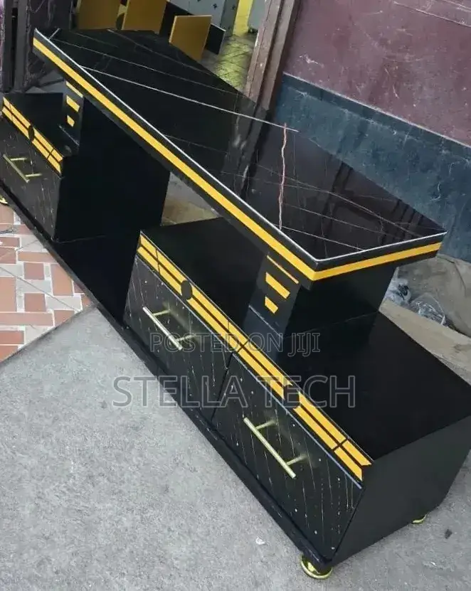 Executive Tv Stand With Marble Coating and Light