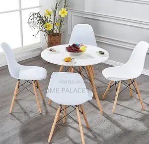 Dining Set: Eames Style 4-Seater Dining Set With Wooden Legs