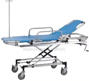 Blue Height Adjustable Patient Stretcher (Strong Steel Frame)