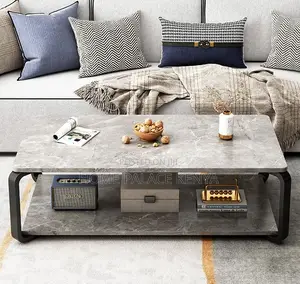Coffee Table: Marble Effect Coffee Table With MDF Top and Metal Base