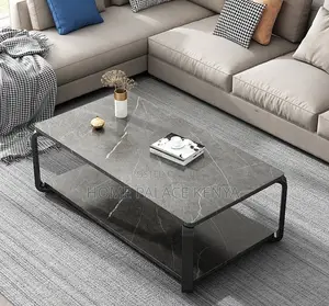 Coffee Table: Marble Effect Coffee Table With MDF Top and Metal Base