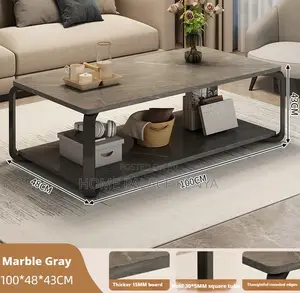 Coffee Table: Marble Effect Coffee Table With MDF Top and Metal Base