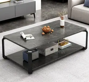 Coffee Table: Marble Effect Coffee Table With MDF Top and Metal Base