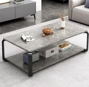 Coffee Table: Marble Effect Coffee Table With MDF Top and Metal Base