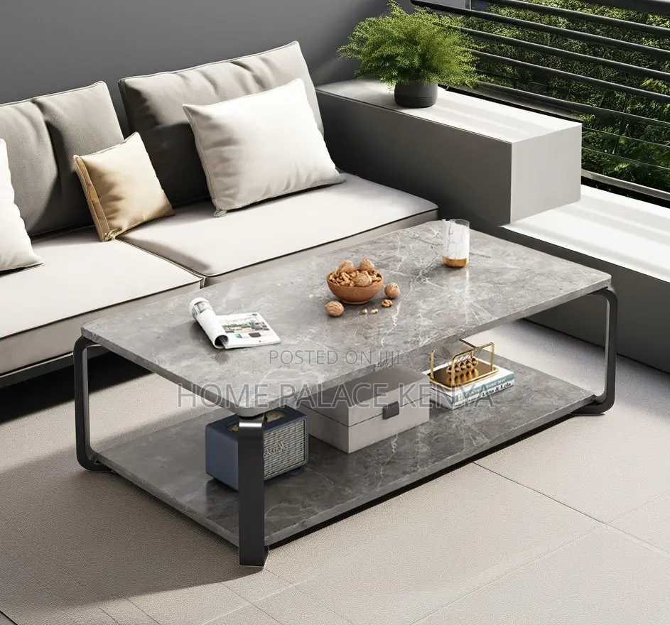 Coffee Table: Marble Effect Coffee Table With MDF Top and Metal Base